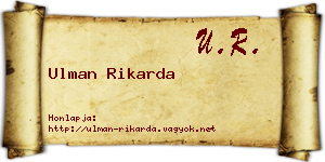 Ulman Rikarda névjegykártya